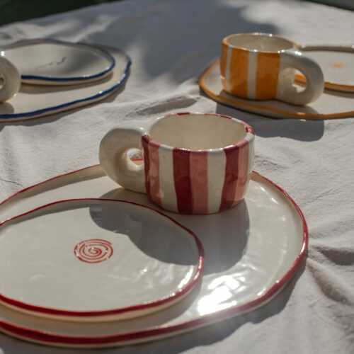 Red Spiral Breakfast Set